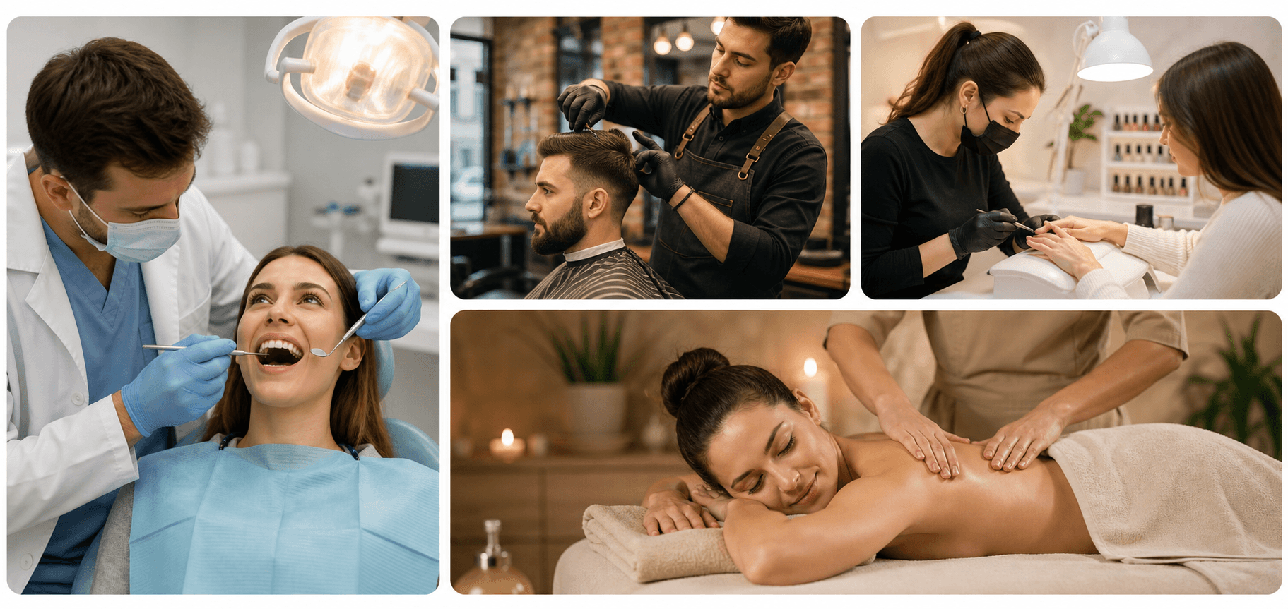 AGENDY funciona para dentistas, barberías, estudios de uñas y estética, spa y más negocios con cita previa